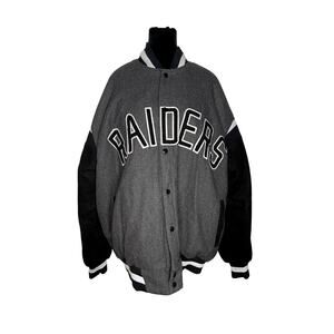 RARE Vintage Raider's Reversible Letterman's Jacket Men's XL NFL Satin Button Up